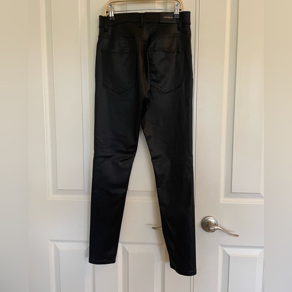 EXPRESS High Waisted Black Coated Skinny Jeans - Picture 6 of 7